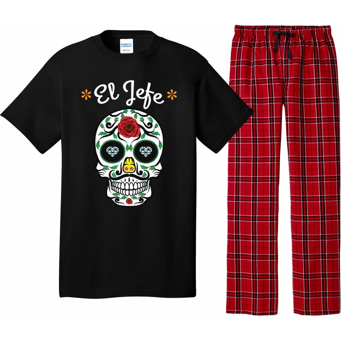 El Jefe Colorful Sugar Calavera Skull Dia De Los Muertos Pajama Set