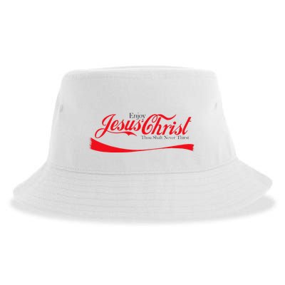 Enjoy Jesus Christ Thou Shalt Never Thirst Funny Religious Sustainable Bucket Hat