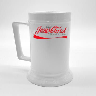 Enjoy Jesus Christ Thou Shalt Never Thirst Funny Religious Beer Stein