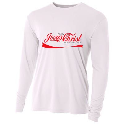 Enjoy Jesus Christ Thou Shalt Never Thirst Funny Religious Cooling Performance Long Sleeve Crew