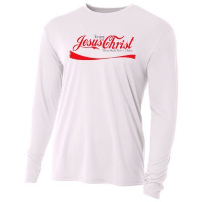 Enjoy Jesus Christ Thou Shalt Never Thirst Funny Religious Cooling Performance Long Sleeve Crew