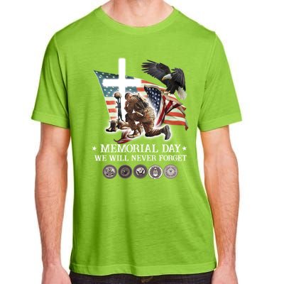 Eagle Jesus Cross Memorial Day We Will Never Forget Gift Adult ChromaSoft Performance T-Shirt