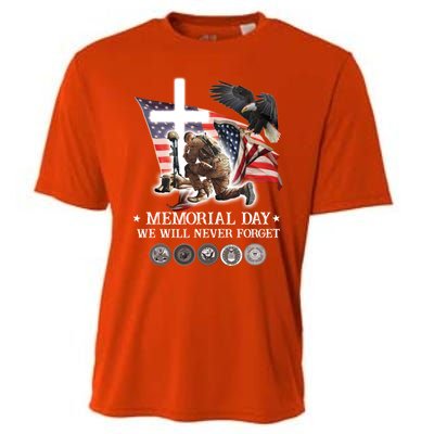 Eagle Jesus Cross Memorial Day We Will Never Forget Gift Cooling Performance Crew T-Shirt