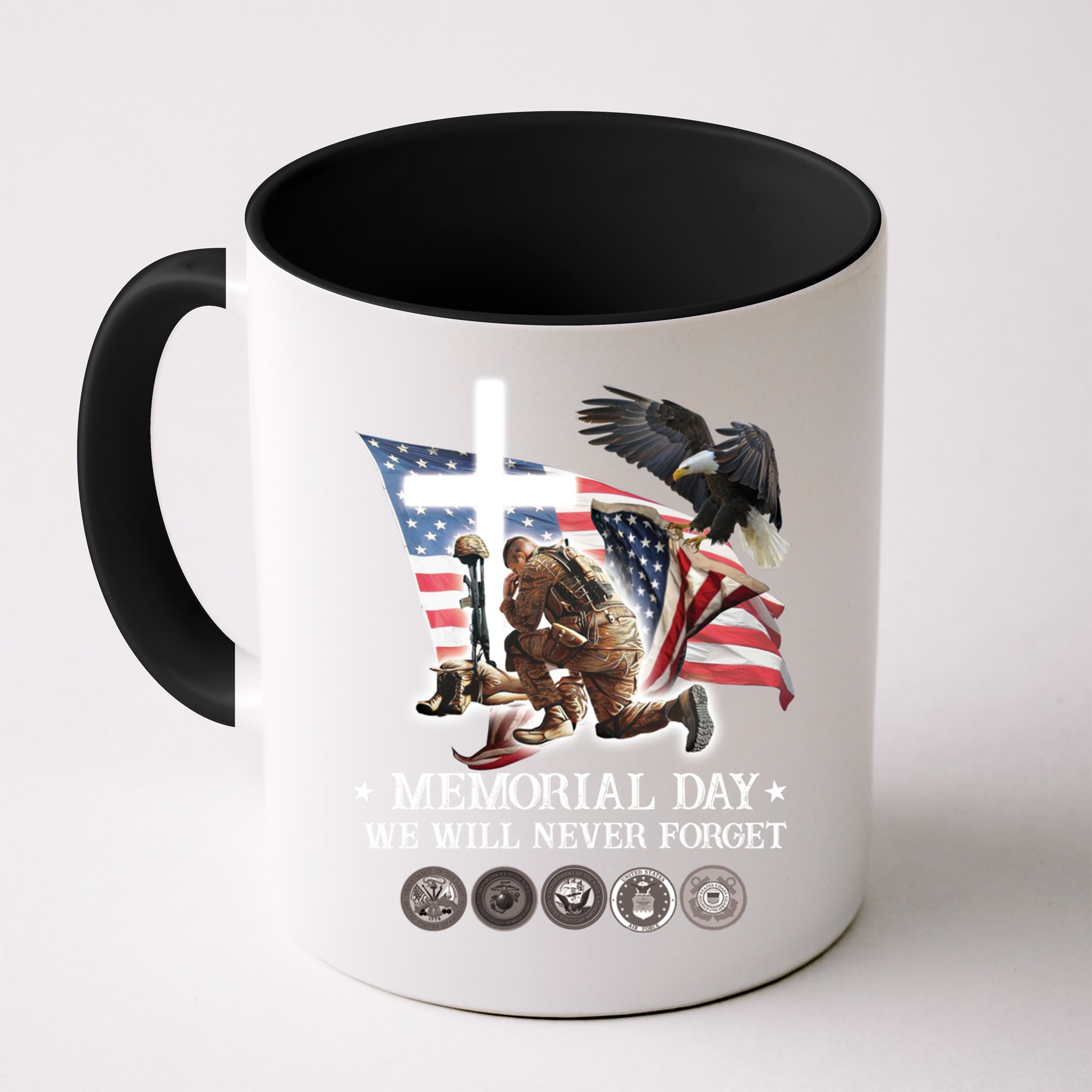 Eagle Jesus Cross Memorial Day We Will Never Forget Gift Mug