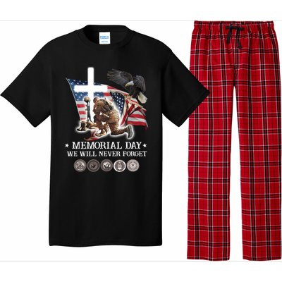 Eagle Jesus Cross Memorial Day We Will Never Forget Gift Pajama Set