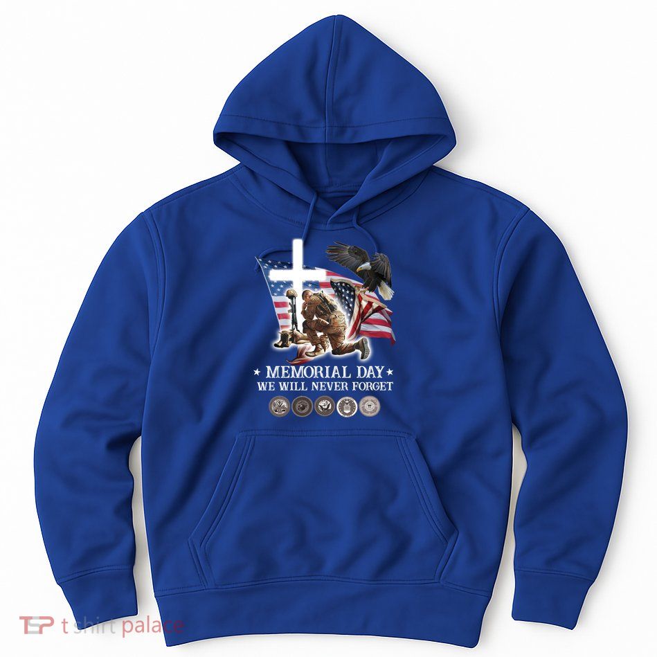 Eagle Jesus Cross Memorial Day We Will Never Forget Gift Hoodie