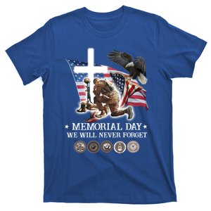 Eagle Jesus Cross Memorial Day We Will Never Forget Gift T-Shirt