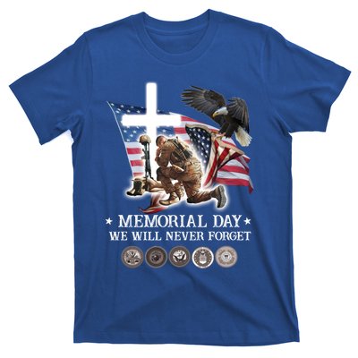 Eagle Jesus Cross Memorial Day We Will Never Forget Gift T-Shirt