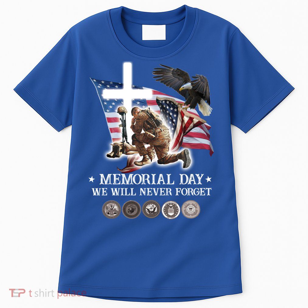 Eagle Jesus Cross Memorial Day We Will Never Forget Gift Tall T-Shirt