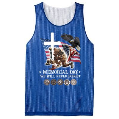 Eagle Jesus Cross Memorial Day We Will Never Forget Gift Mesh Reversible Basketball Jersey Tank