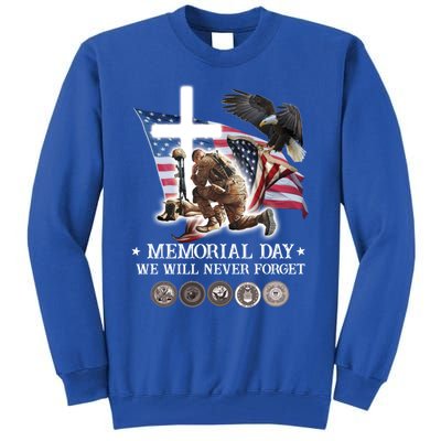 Eagle Jesus Cross Memorial Day We Will Never Forget Gift Tall Sweatshirt