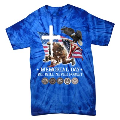 Eagle Jesus Cross Memorial Day We Will Never Forget Gift Tie-Dye T-Shirt