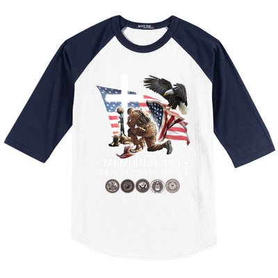 Eagle Jesus Cross Memorial Day We Will Never Forget Gift Baseball Sleeve Shirt