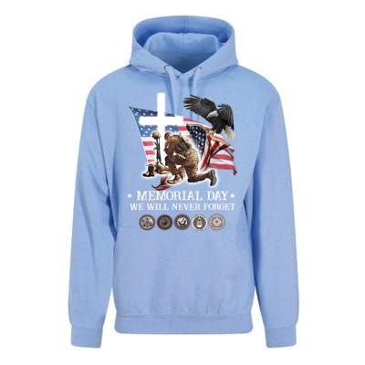 Eagle Jesus Cross Memorial Day We Will Never Forget Gift Unisex Surf Hoodie