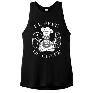 El Jefe De Chefe Funny Mexican Dad Boss Latino Ladies PosiCharge Tri-Blend Wicking Tank