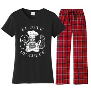 El Jefe De Chefe Funny Mexican Dad Boss Latino Women's Flannel Pajama Set