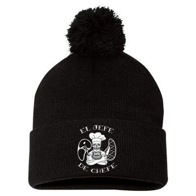 El Jefe De Chefe Funny Mexican Dad Boss Latino Pom Pom 12in Knit Beanie