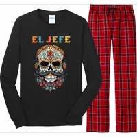 El Jefe Funny Skull Mexican Boss Spanish Dia De Los Muertos Long Sleeve Pajama Set