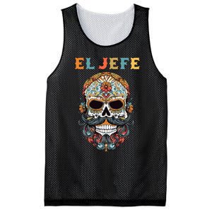 El Jefe Funny Skull Mexican Boss Spanish Dia De Los Muertos Mesh Reversible Basketball Jersey Tank