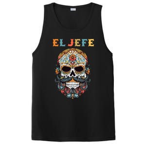 El Jefe Funny Skull Mexican Boss Spanish Dia De Los Muertos PosiCharge Competitor Tank