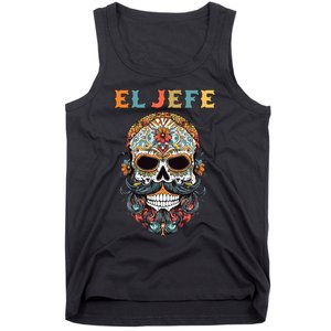 El Jefe Funny Skull Mexican Boss Spanish Dia De Los Muertos Tank Top