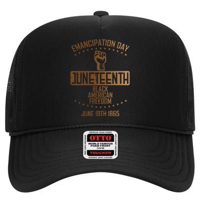 Emancipation Juneteenth Fist June 19th 1865 High Crown Mesh Back Trucker Hat