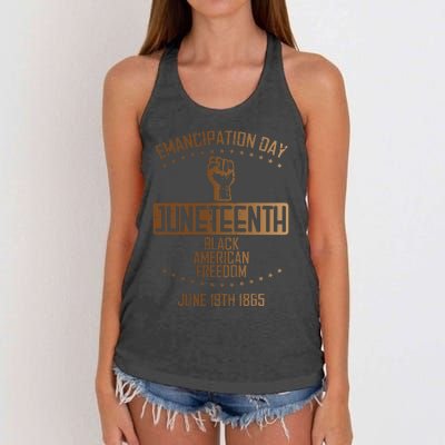 Emancipation Juneteenth Fist June 19th 1865 Women's Knotted Racerback Tank