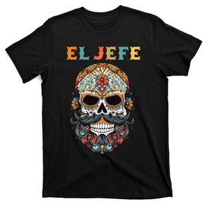 El Jefe Funny Skull Mexican Boss Spanish Dia De Los Muertos T-Shirt