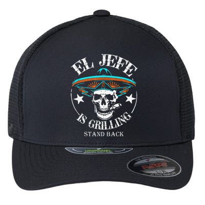 El Jefe Grilling Stand Back Funny Mexican Dad Playera Flexfit Unipanel Trucker Cap