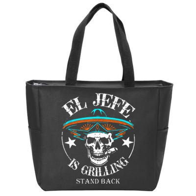 El Jefe Grilling Stand Back Funny Mexican Dad Playera Zip Tote Bag