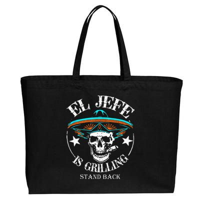 El Jefe Grilling Stand Back Funny Mexican Dad Playera Cotton Canvas Jumbo Tote