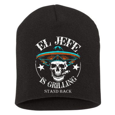 El Jefe Grilling Stand Back Funny Mexican Dad Playera Short Acrylic Beanie