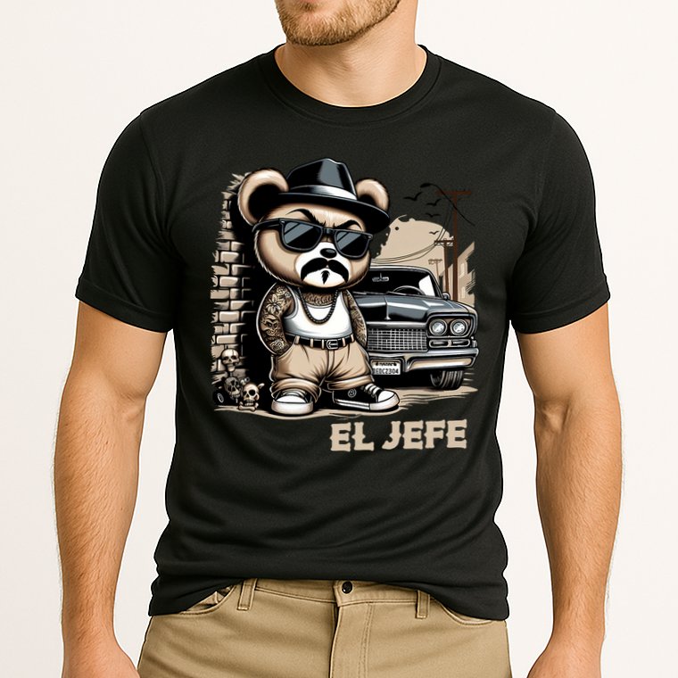 El Jefe Hip Hop Teddy Bear Lowrider Chicano Cholo Cooling Performance Crew T-Shirt