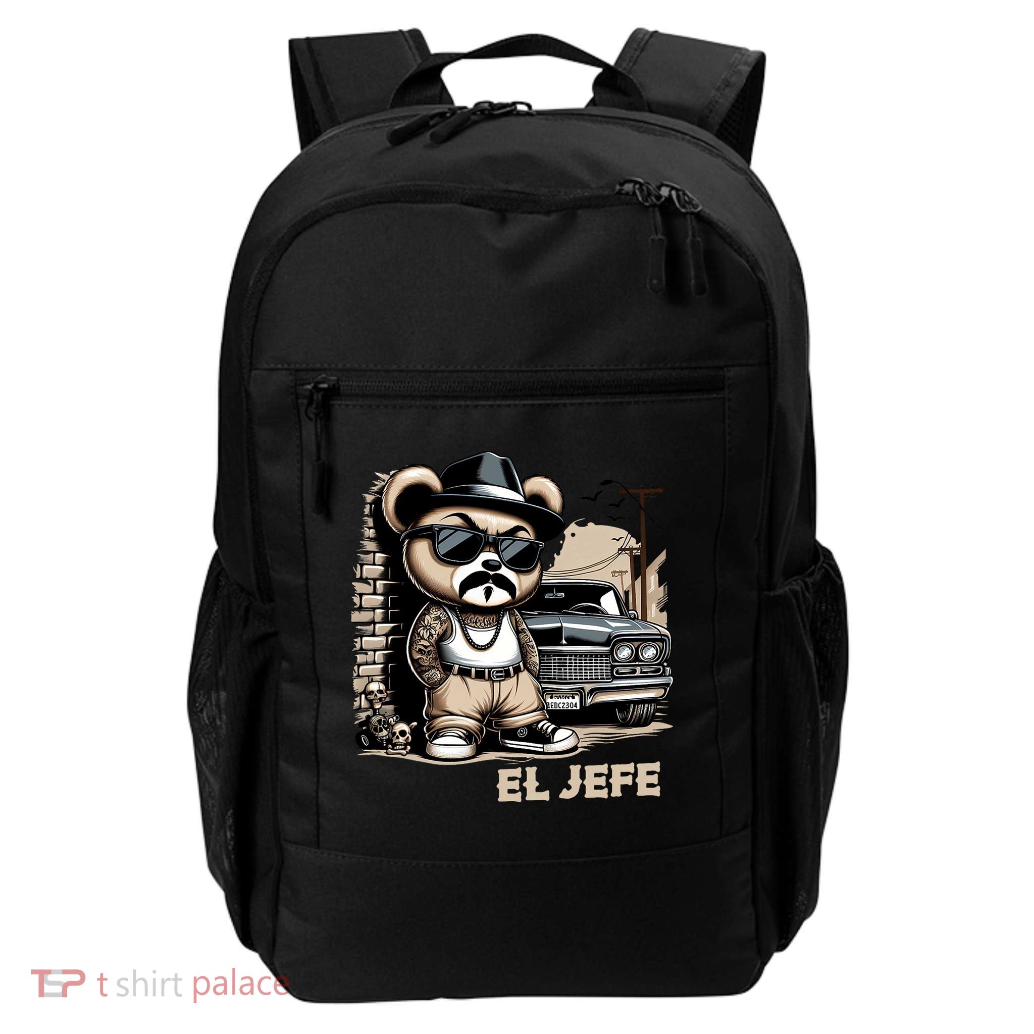El Jefe Hip Hop Teddy Bear Lowrider Chicano Cholo Backpack