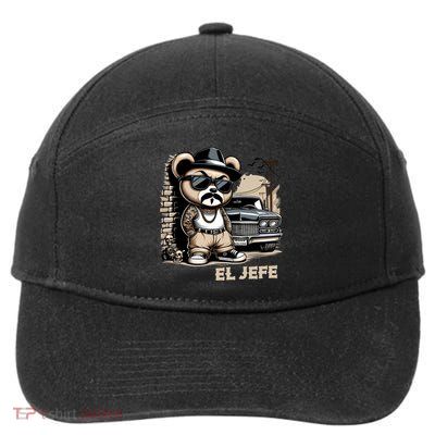 El Jefe Hip Hop Teddy Bear Lowrider Chicano Cholo 7-Panel Snapback Hat