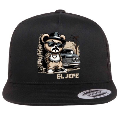 El Jefe Hip Hop Teddy Bear Lowrider Chicano Cholo Flatbill Hat