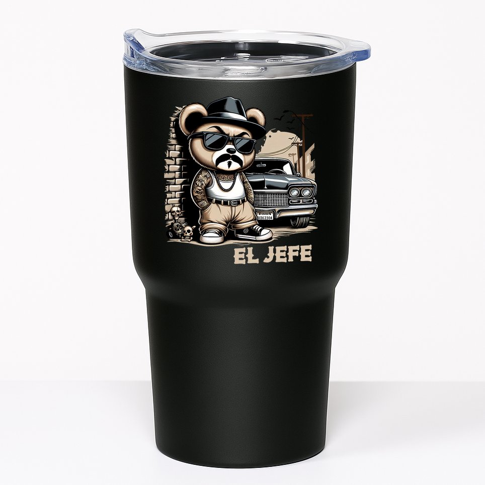 El Jefe Hip Hop Teddy Bear Lowrider Chicano Cholo Tumbler