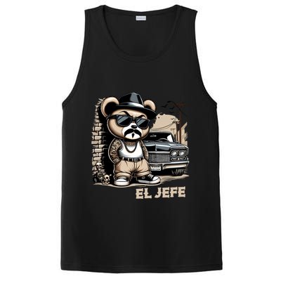 El Jefe Hip Hop Teddy Bear Lowrider Chicano Cholo PosiCharge Competitor Tank