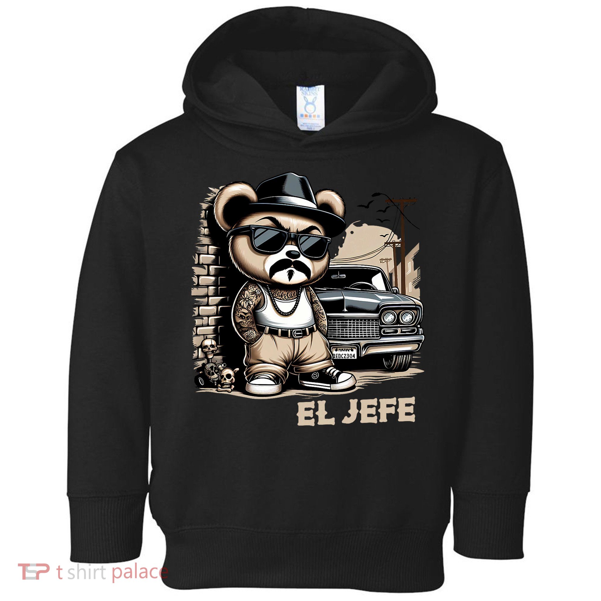 El Jefe Hip Hop Teddy Bear Lowrider Chicano Cholo Toddler Hoodie