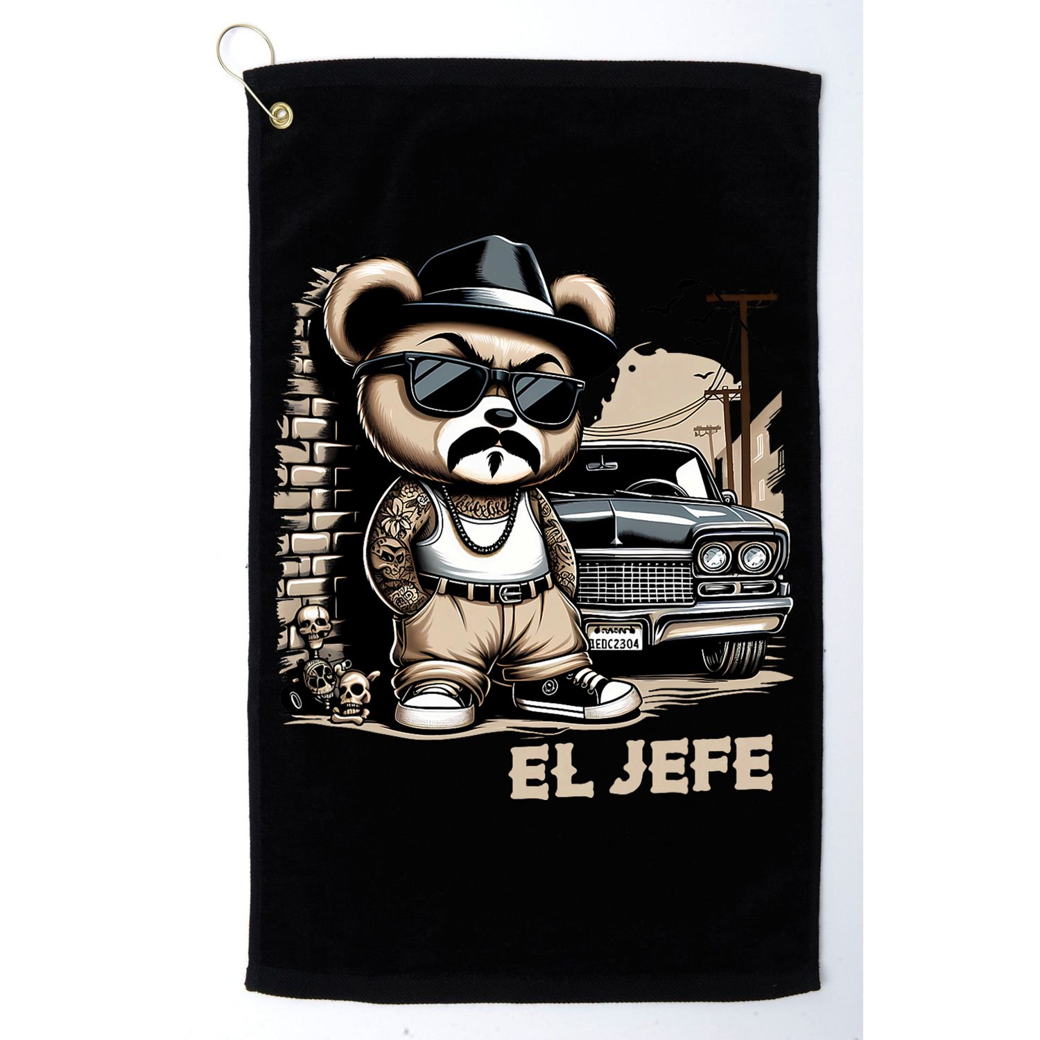El Jefe Hip Hop Teddy Bear Lowrider Chicano Cholo Golf Towel