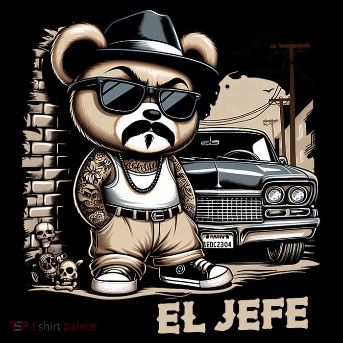 El Jefe Hip Hop Teddy Bear Lowrider Chicano Cholo Women's V-Neck T-Shirt