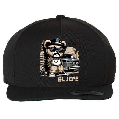 El Jefe Hip Hop Teddy Bear Lowrider Chicano Cholo Wool Snapback Cap