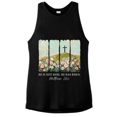 Easter Jesus He Is Not Here He Has Risen Wildflower Spring Ladies PosiCharge Tri-Blend Wicking Tank