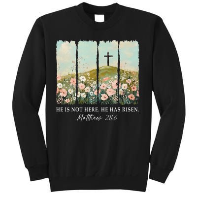 Easter Jesus He Is Not Here He Has Risen Wildflower Spring Sweatshirt