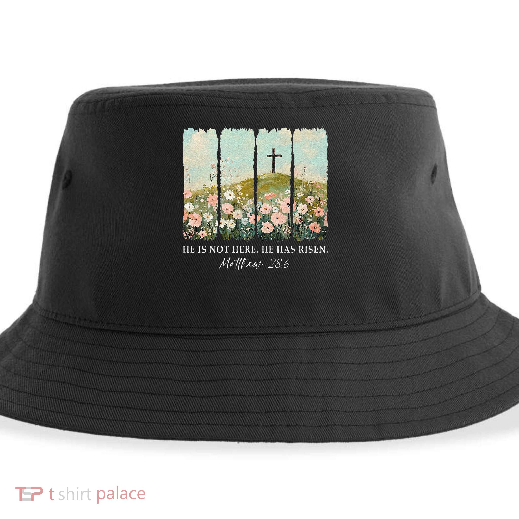 Easter Jesus He Is Not Here He Has Risen Wildflower Spring Sustainable Bucket Hat