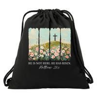 Easter Jesus He Is Not Here He Has Risen Wildflower Spring Drawstring Bag