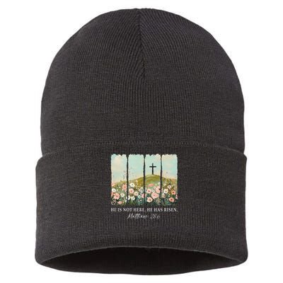 Easter Jesus He Is Not Here He Has Risen Wildflower Spring Sustainable Knit Beanie