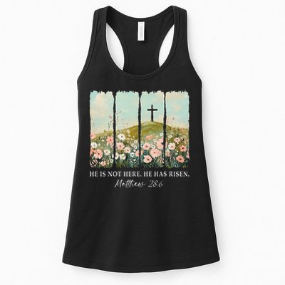Easter Jesus He Is Not Here He Has Risen Wildflower Spring Womens Tank Top
