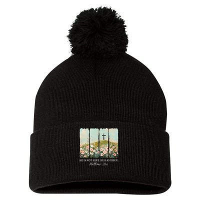 Easter Jesus He Is Not Here He Has Risen Wildflower Spring Pom Pom 12in Knit Beanie