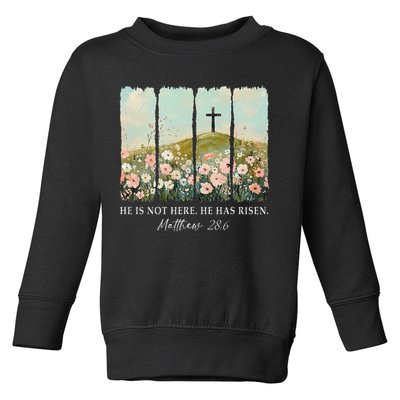 Easter Jesus He Is Not Here He Has Risen Wildflower Spring Toddler Sweatshirt